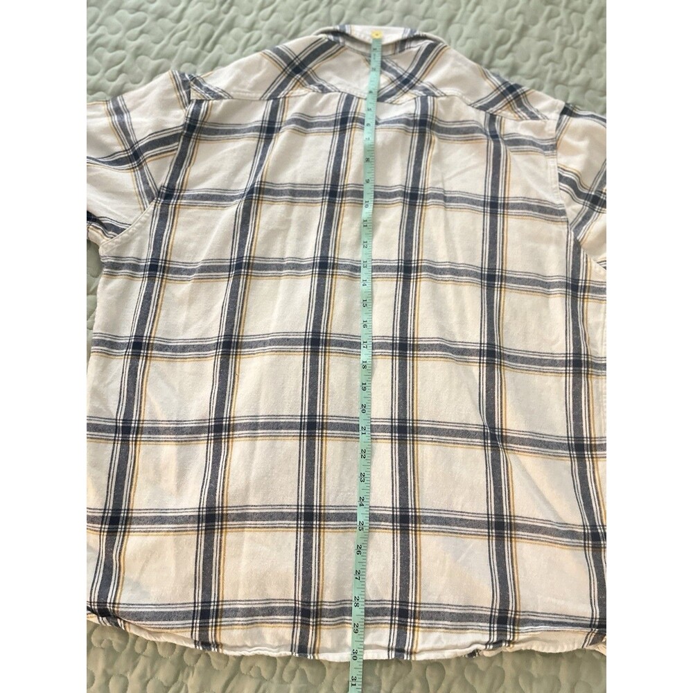 Levi’s Mens XXL Flannel Shirt White Blue Yellow Plaid Button Up Long Sleeve - Picture 10 of 16